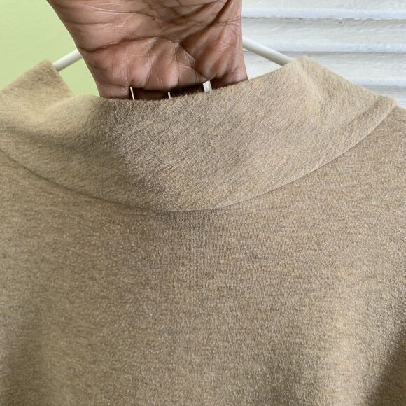 J Jill Tan Women’s Lightweight Sweater Small Turtleneck Cuffed Sleeve Size Large - Picture 6 of 11